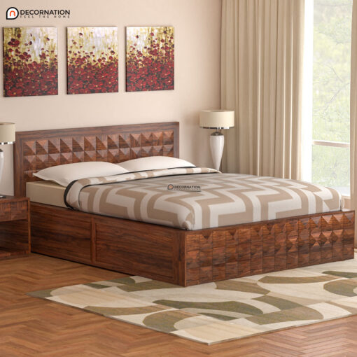 Aalst Solid Wood Storage Double Bed - Brown - Decornation