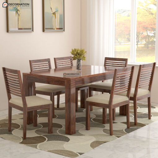 Blankenberge Solid Wood 6 Seater Dining Table Set - Decornation