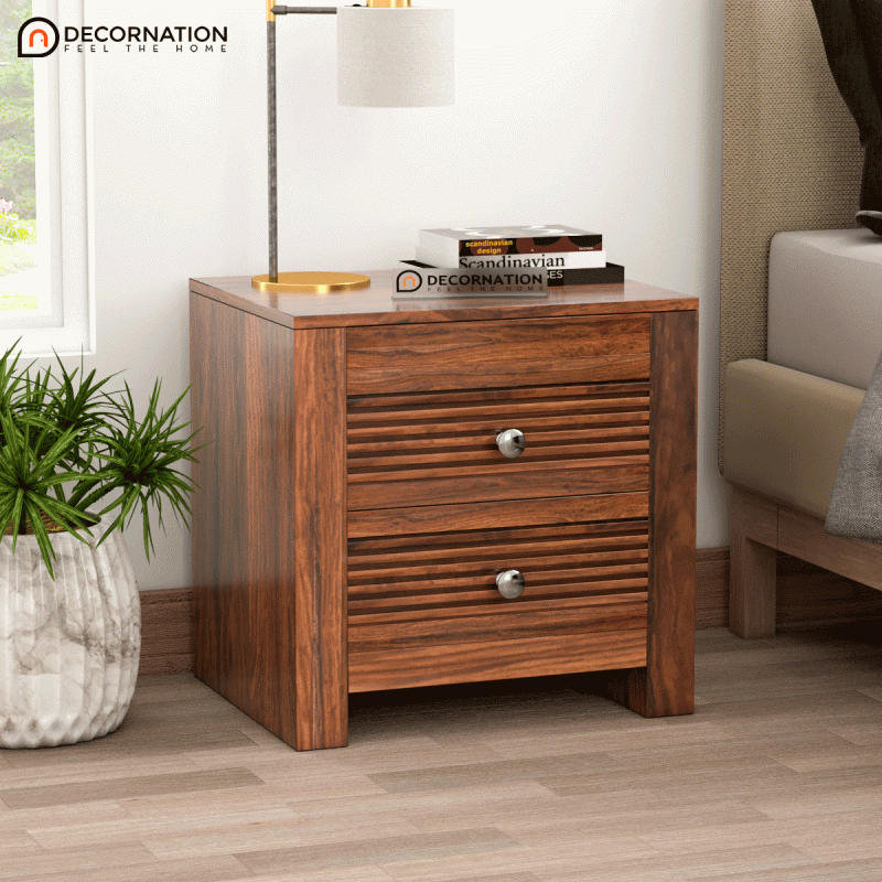 Tagus Solid Wood 1 Drawer Bedside Table With Storage - Natural Finish ...