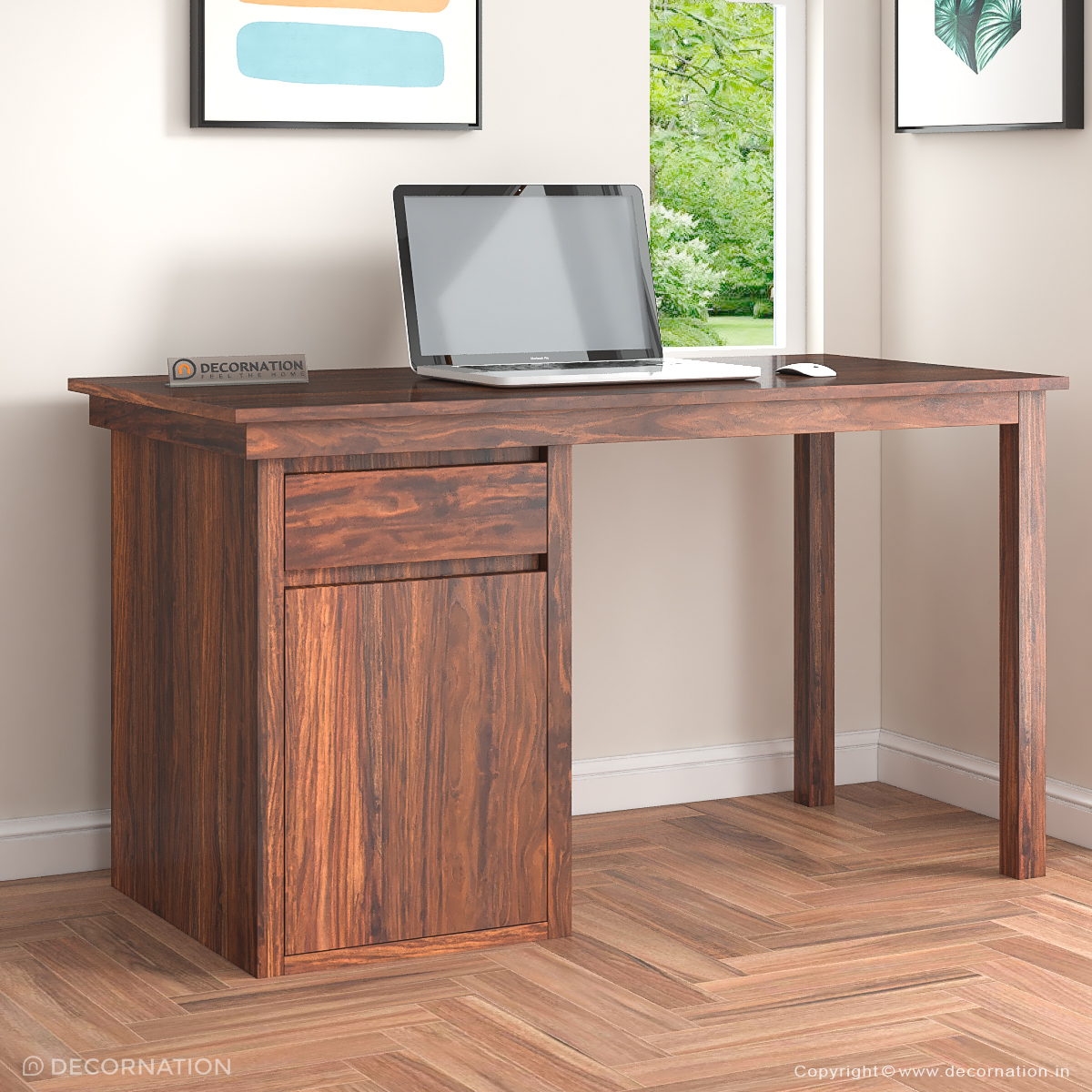 Flavia Wooden Computer Table with Storage - Decornation