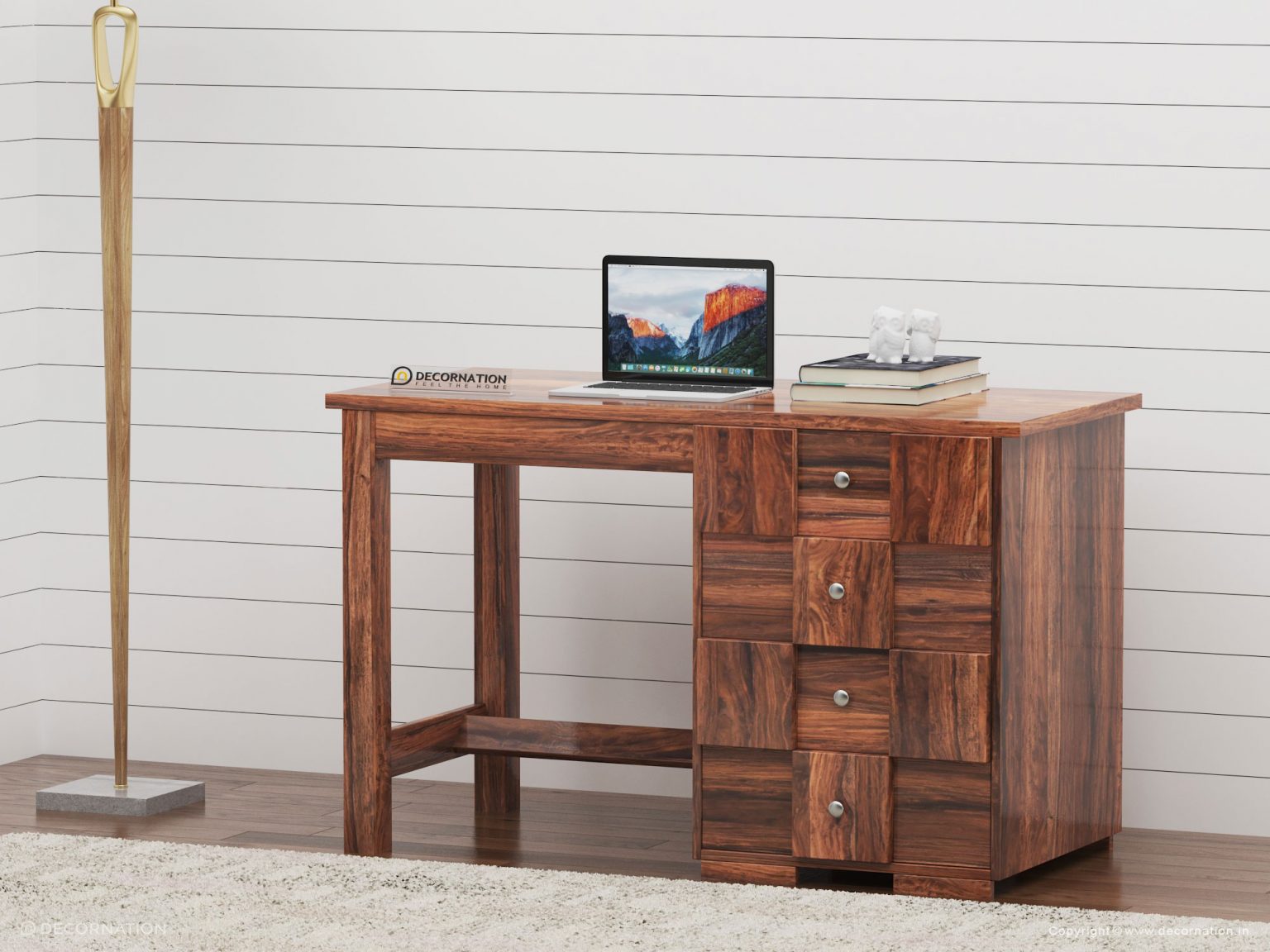 Priscilla Solid Wood Computer Work Table With 4 Drawers - Decornation