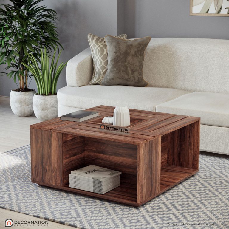 Louisa Solid Wood Storage Coffee Table - Decornation