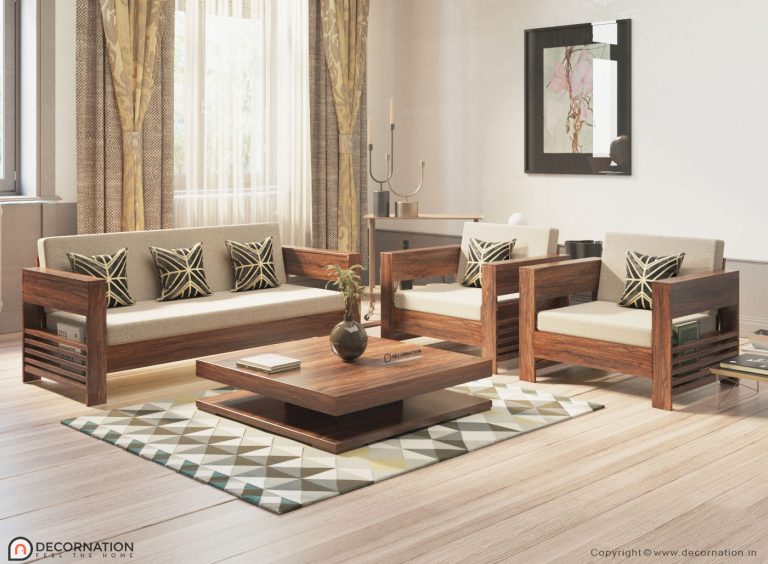 Living Room Sofa Set Fabric Wood